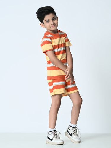 Boys Striped T-shirt & Shorts Set - RueCollections